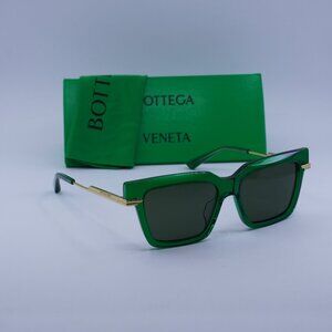 Bottega Veneta BV1242S 003 Square Sunglasses - Green/Gold/Green